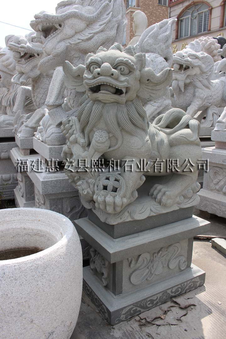 石雕潮州狮，北京狮子头，石狮子 雕刻