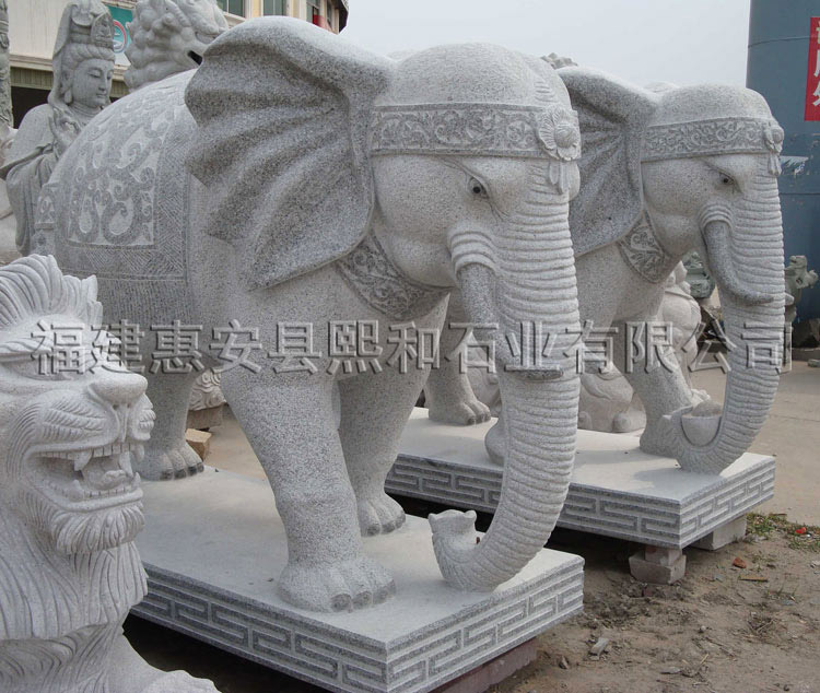 石雕大象喷泉，欧式石雕大象