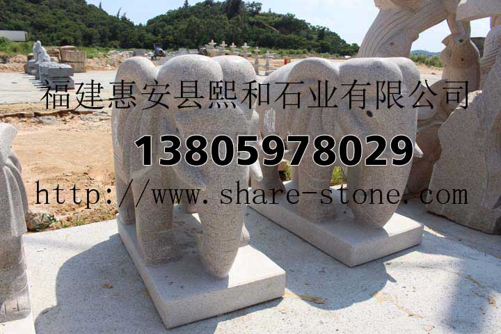 石雕象 动物雕塑晚霞红大象，大象 石雕石