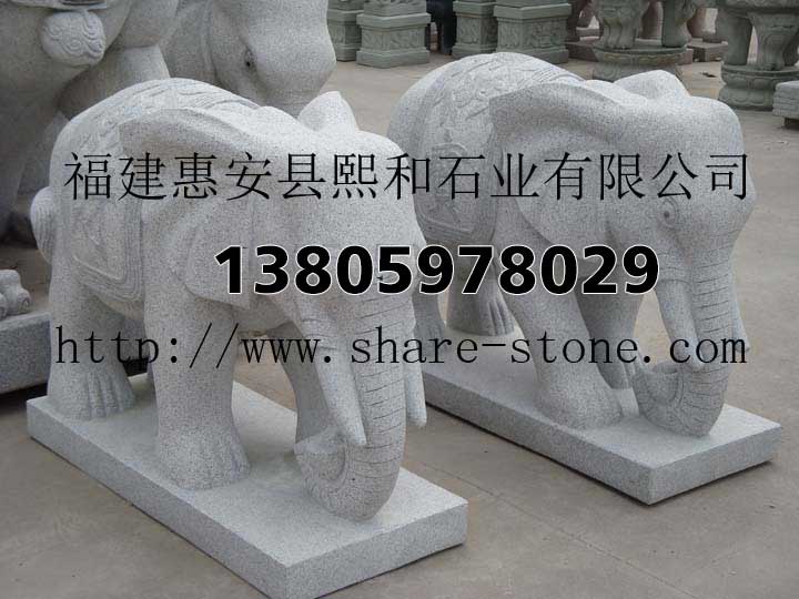 石雕大象晚霞红石雕动物，小尺寸的石雕大象饰品