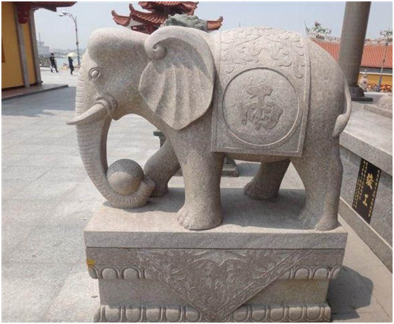 石雕象 动物雕塑晚霞红大象，汉白玉象的寓意