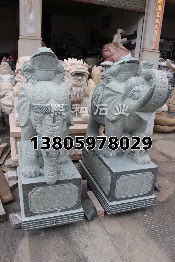 天然石大象雕刻动物摆件，中国古代大象