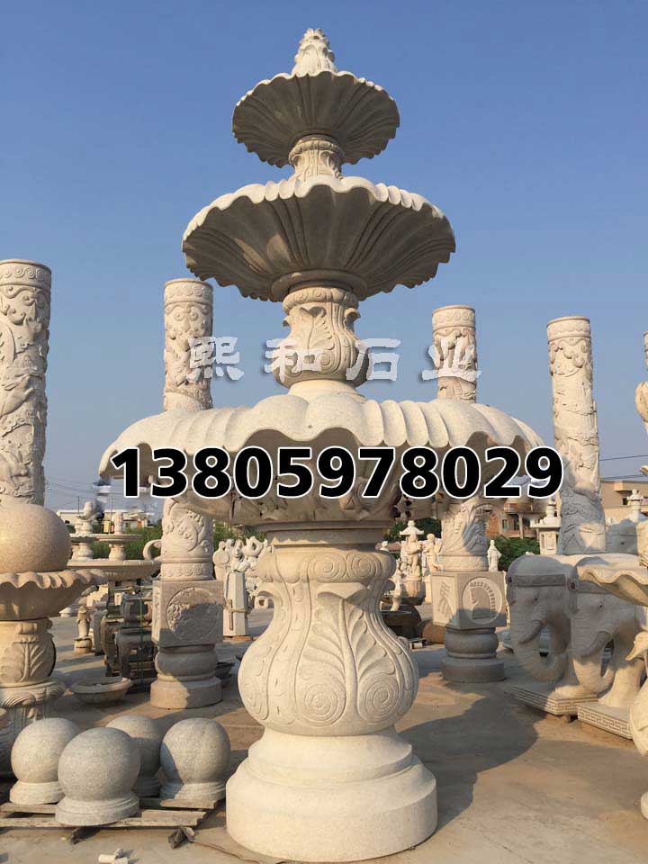 欧式喷泉雕塑，石雕喷泉欧式风水球景观装饰